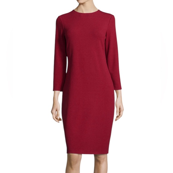 Vince Burgundy Red Shift Dress 3/4 Sleeves Round Neck Size S - Picture 4 of 14